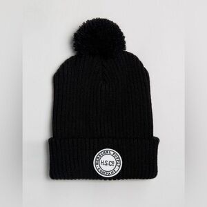 Herschel Supply Company Knitted Black Ribbed Pom Beanie